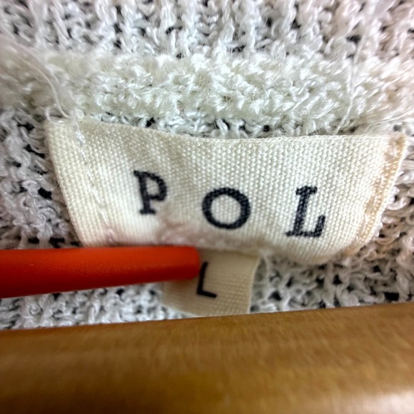 Pol Sweater Womens Large Beige Oversized Boho Light Grunge Distressed Raw Hem - Picture 2 of 6